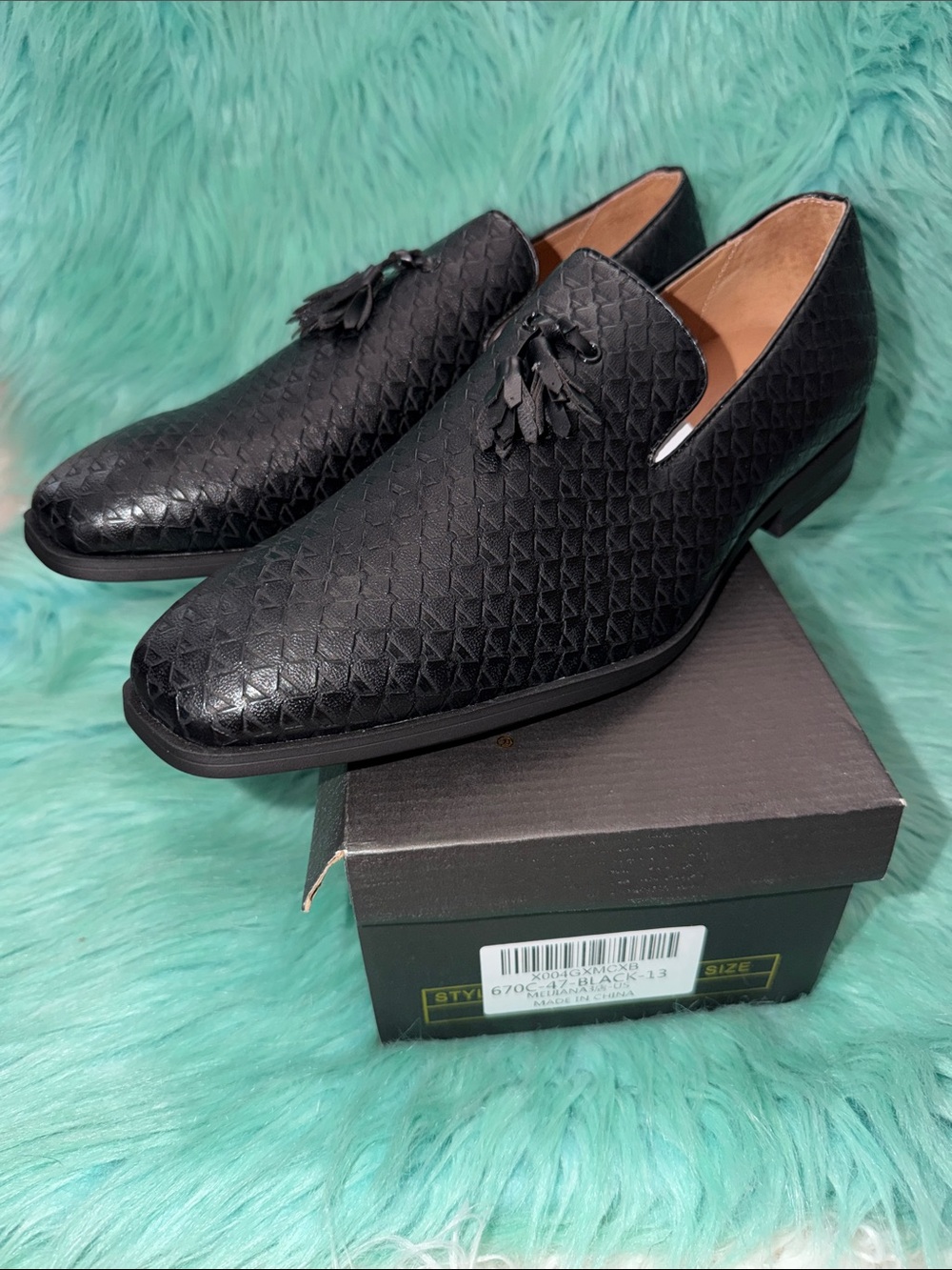 NIB Meijiana Black Tassel Loafers – Stylish Men's Dress Shoes- size 13